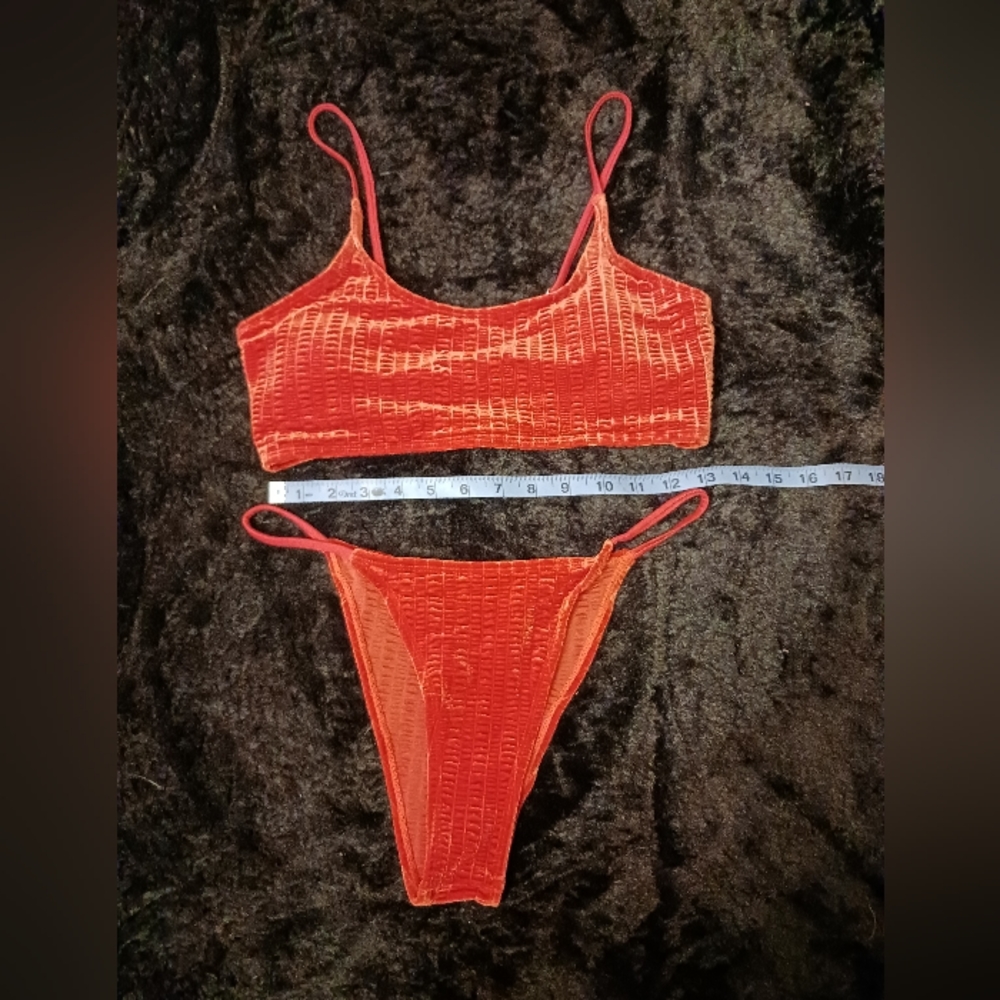 Unbranded NWOT burnt orange velvet like swim suit sz m